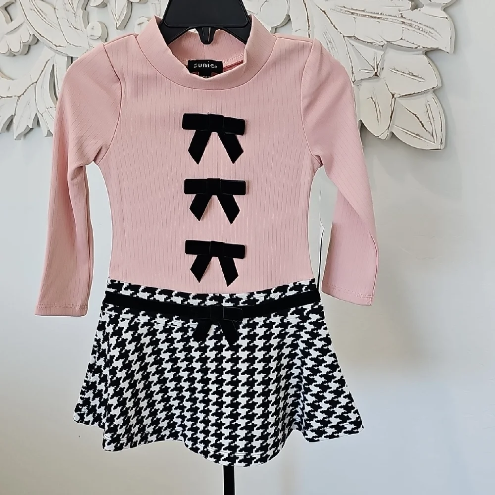 NWT Zunie NWT Pink & Black Kids Casual Dress - Great Quality Easter Dress Size 2